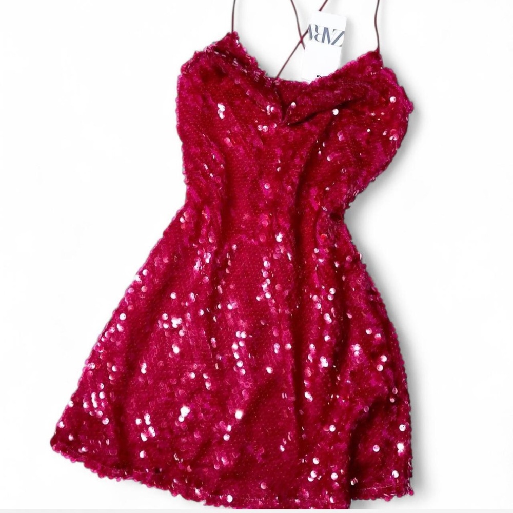 Zara Vibrant Red Sequin Dress